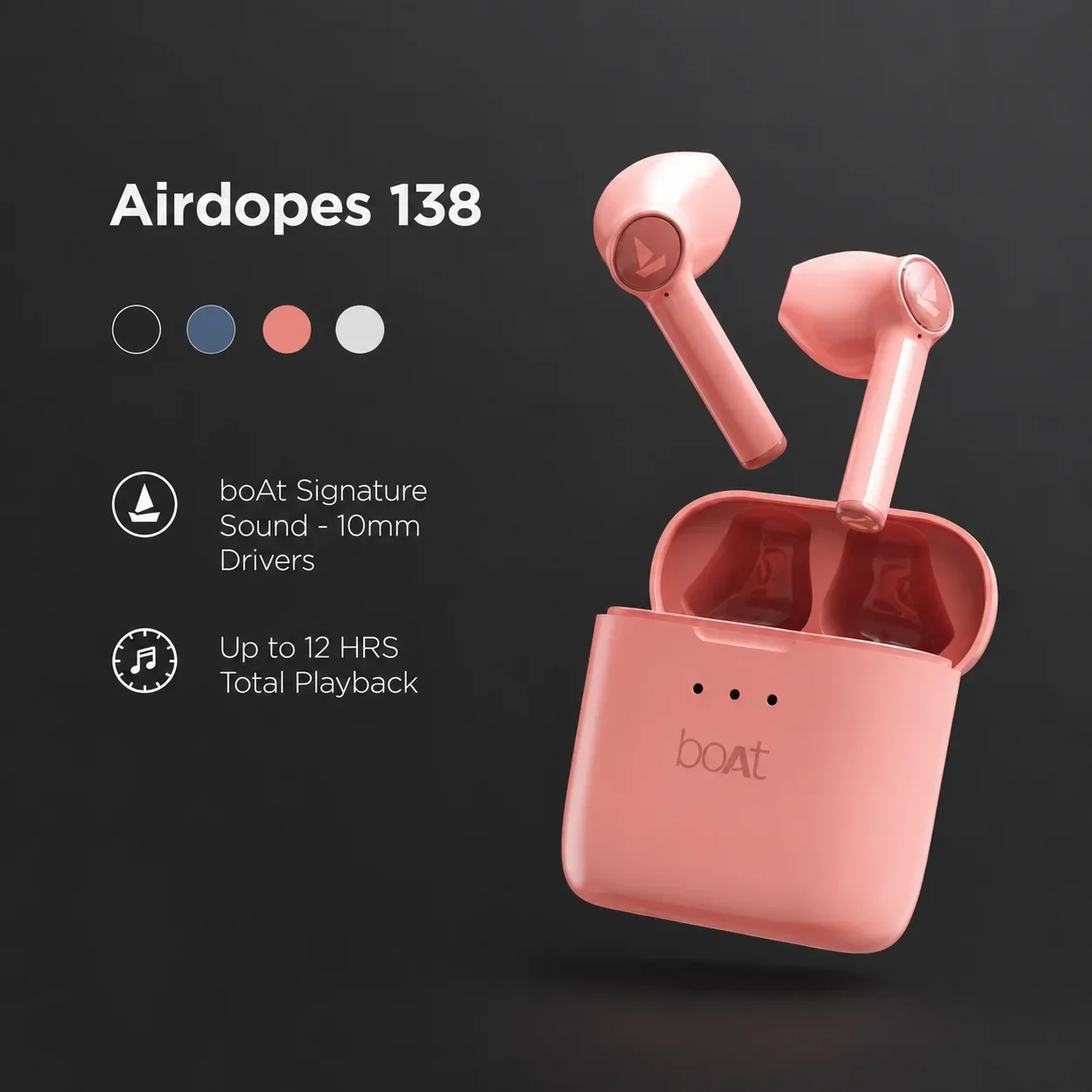 boAt Airdopes 138 - TWS Earbuds with Signature Sound & 12HRS Playback