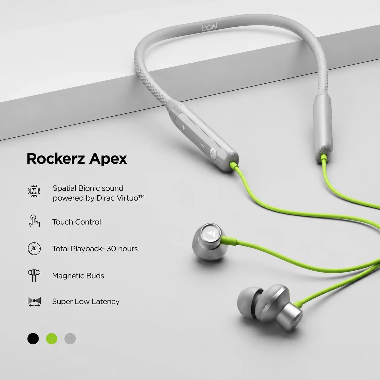 boAt Rockerz Apex Wireless Neckband with Spatial Bionic Sound, Touch Control & 30 Hours Playback