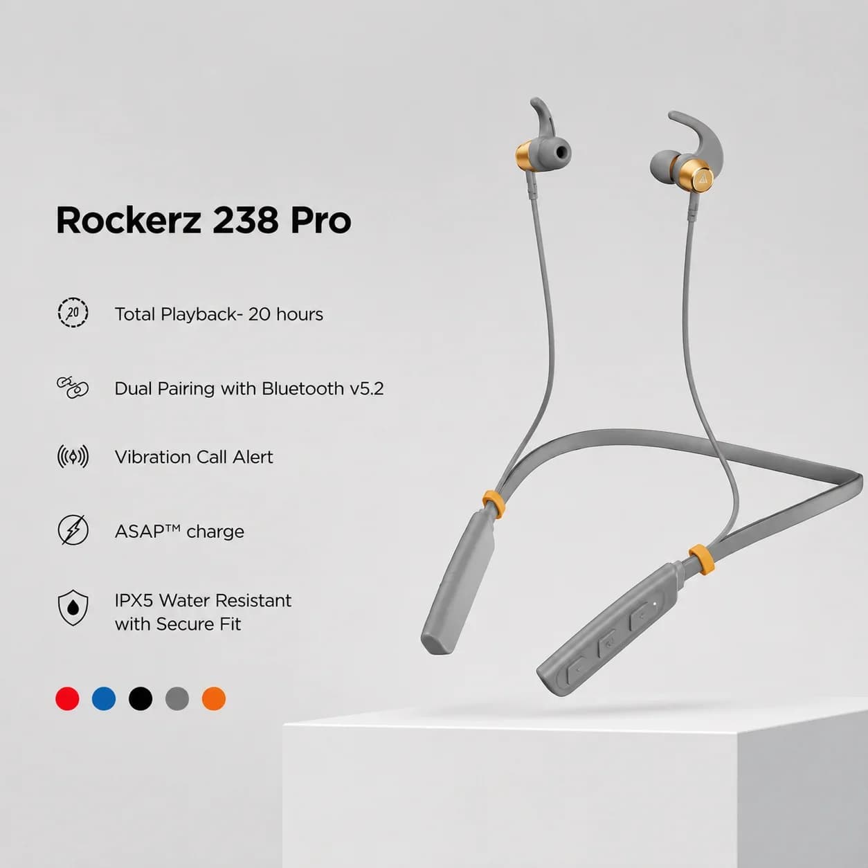 boAt Rockerz 238 Pro Wireless Neckband with 20 Hours Playback, Vibration Call Alert & Dual Pairing