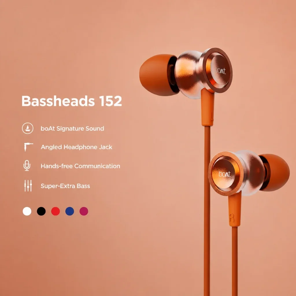 boAt Bassheads 152 Wired In-Ear Earphones with Super-Extra Bass & Angled Jack