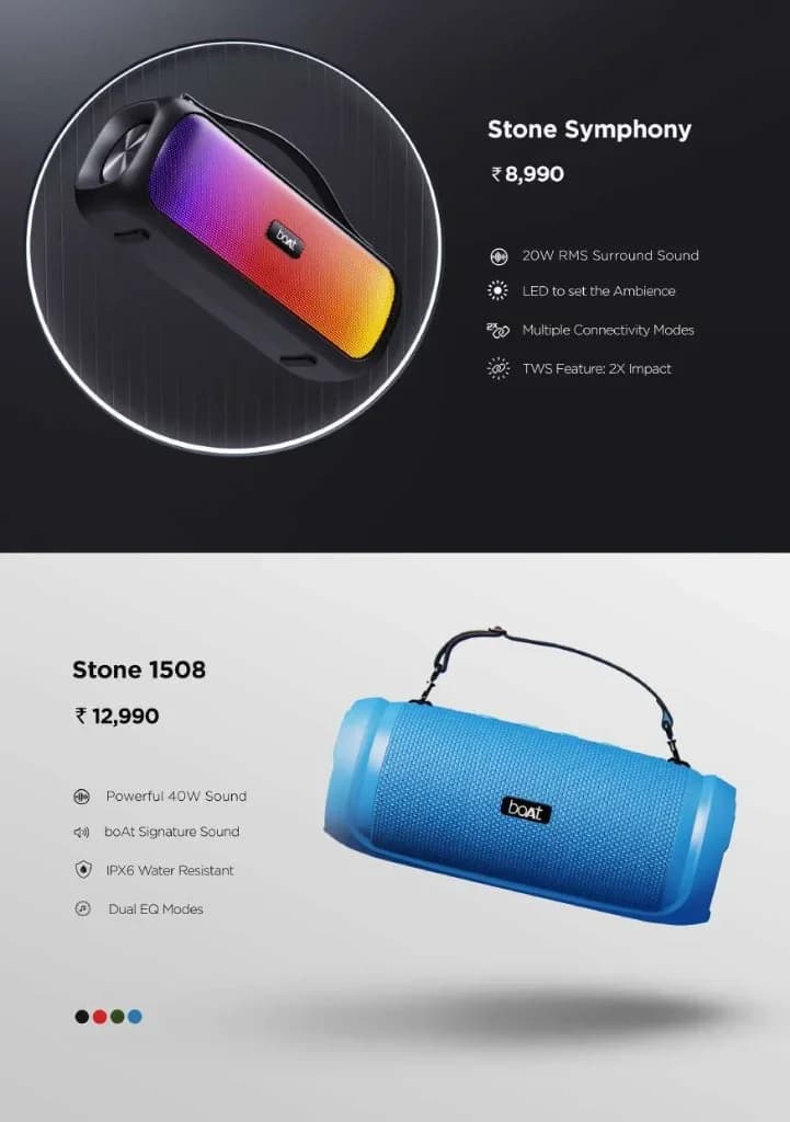 boAt Stone Bluetooth Speaker Series (Stone Symphony & Stone 1508) with Up to 40W Output, TWS & Outdoor Durability