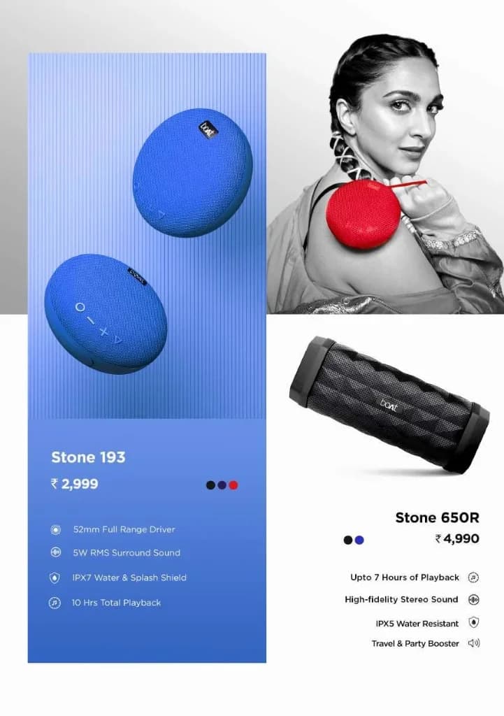 boAt Stone Bluetooth Speaker Series (Stone 193 & Stone 650R) with Up to 10 Hours Playback & IPX Water Resistance