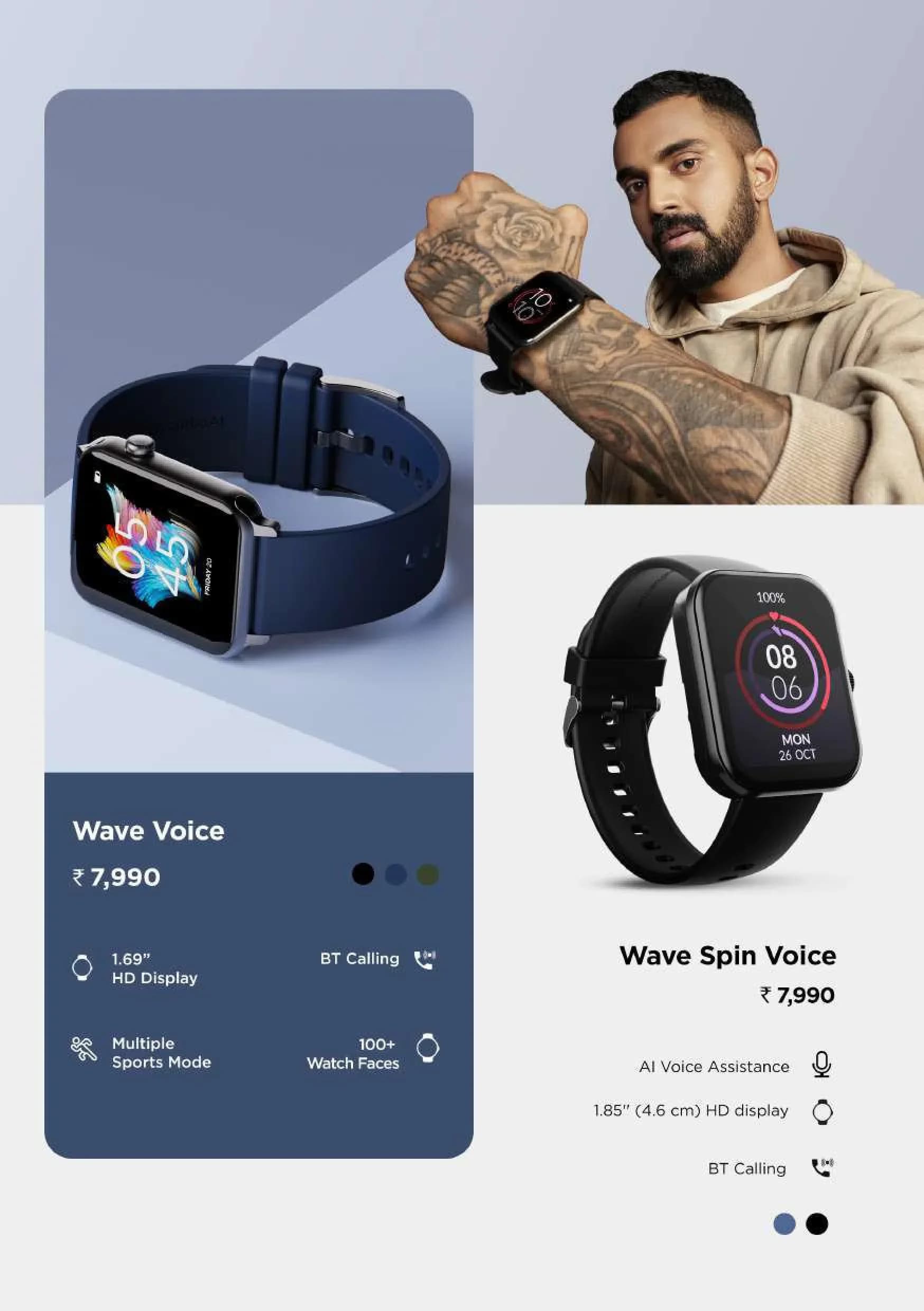 boAt Smartwatch Series (Wave Voice & Wave Spin Voice) with BT Calling & Large HD Displays