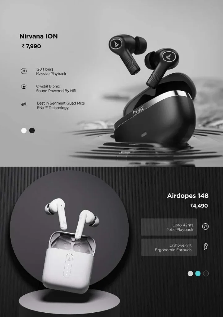 boAt TWS Earbuds Series (Nirvana ION & Airdopes 148) with Long Playback Time & Ergonomic Sound Design