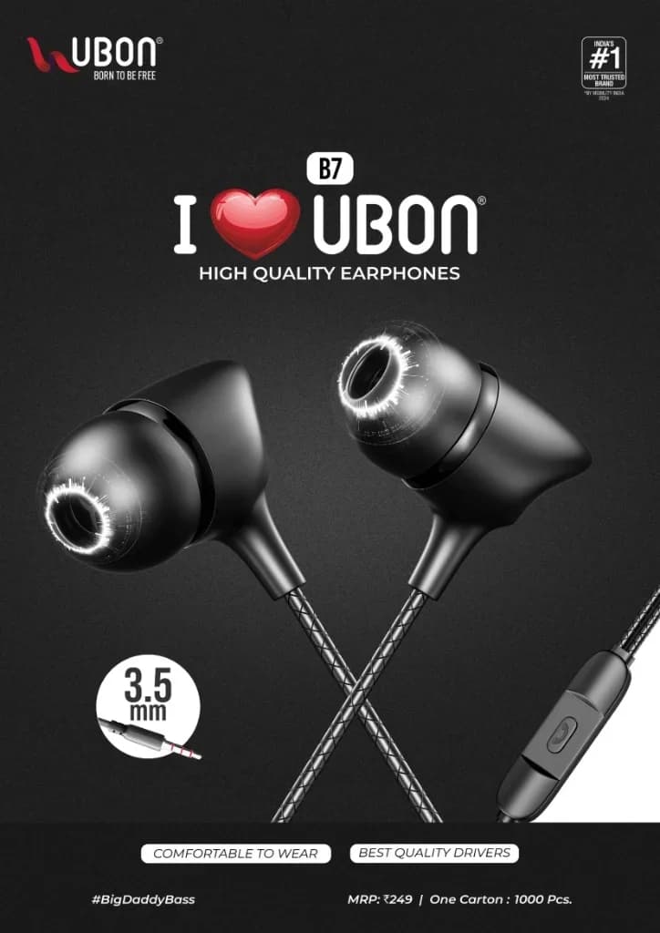 UBON B7 High Quality Wired Earphones with 3.5mm Jack & #BigDaddyBass
