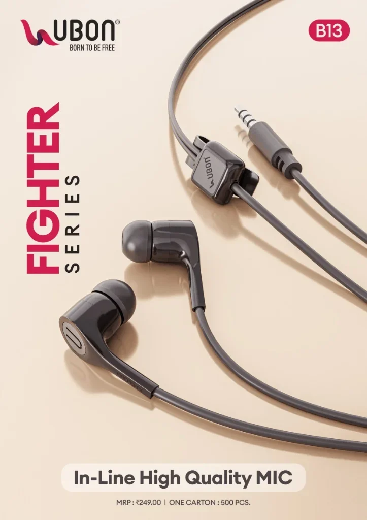 UBON B13 FIGHTER SERIES Wired Earphones with In-Line High Quality MIC