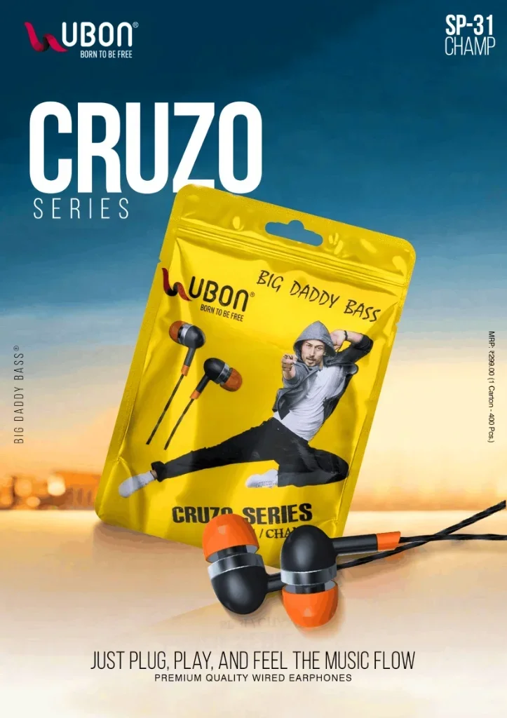 UBON SP-31 CHAMP CRUZ0 SERIES Premium Quality Wired Earphones with Big Daddy Bass®