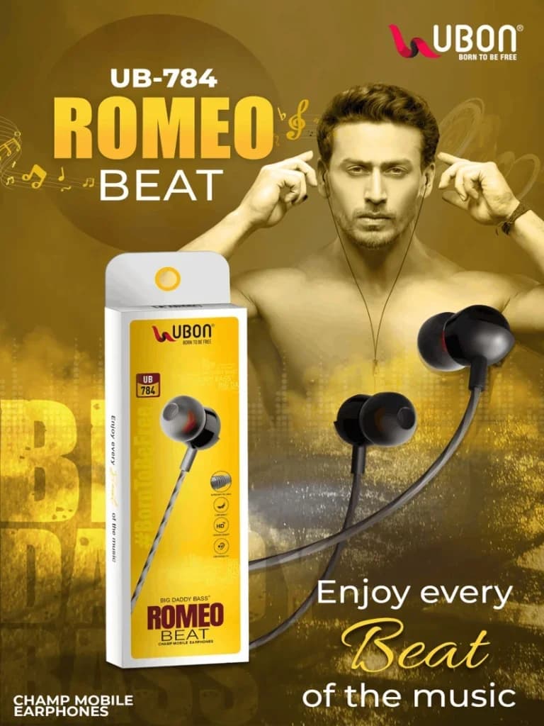 UBON UB-784 ROMEO BEAT Champ Wired Mobile Earphones with HD Sound & Super Soft Cable