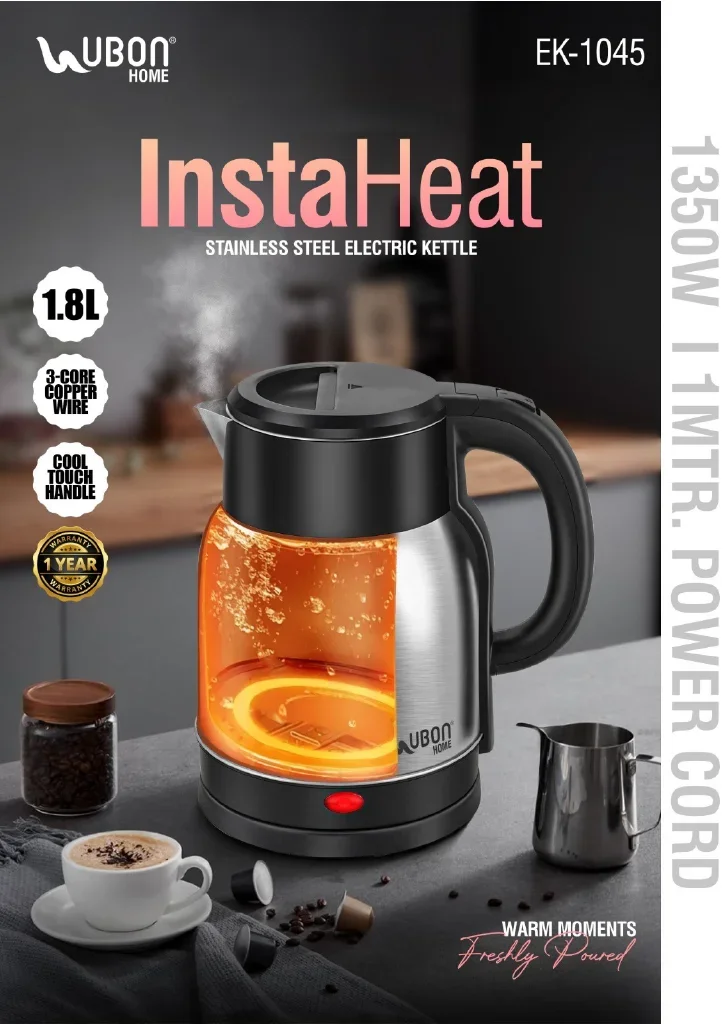 UBON EK-1045 InstaHeat 1.8L Stainless Steel Electric Kettle (1350W)