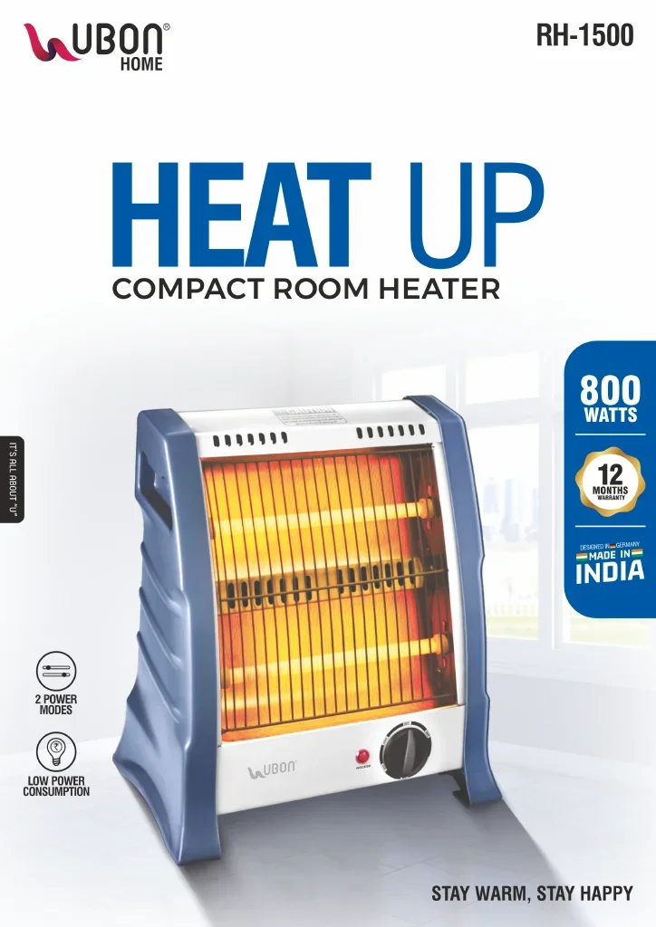 UBON RH-1500 Heat Up 800W Compact Element Room Heater