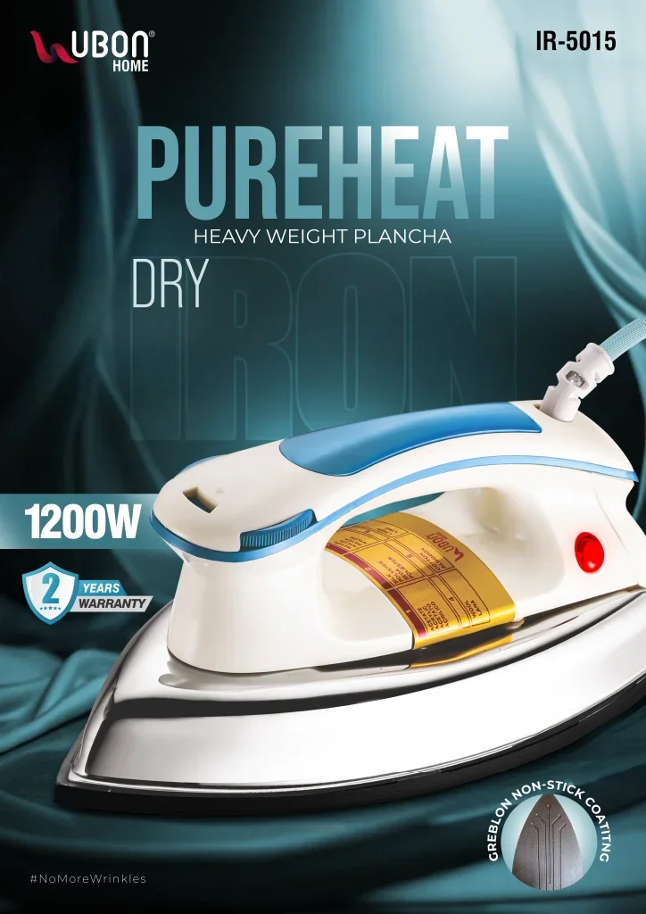 UBON IR-5015 PureHeat 1200W Heavy Weight Plancha Dry Iron