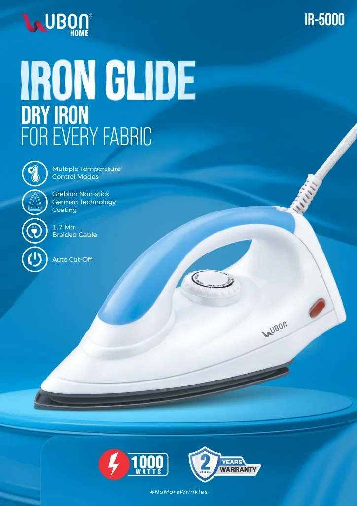 UBON IR-5000 Iron Glide 1000W Dry Iron with Auto Cut-Off