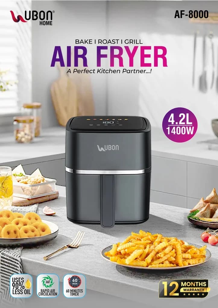 UBON AF-8000 4.2L Digital Air Fryer for Baking, Roasting & Grilling (1400W)