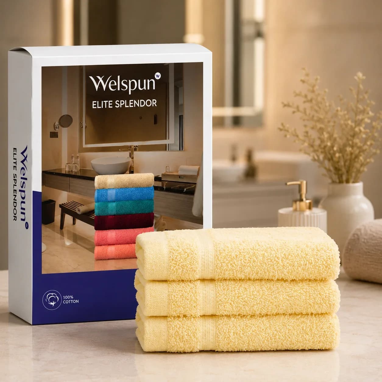 Welspun Elite Splendor Face Towel Set of 3 (380 GSM)