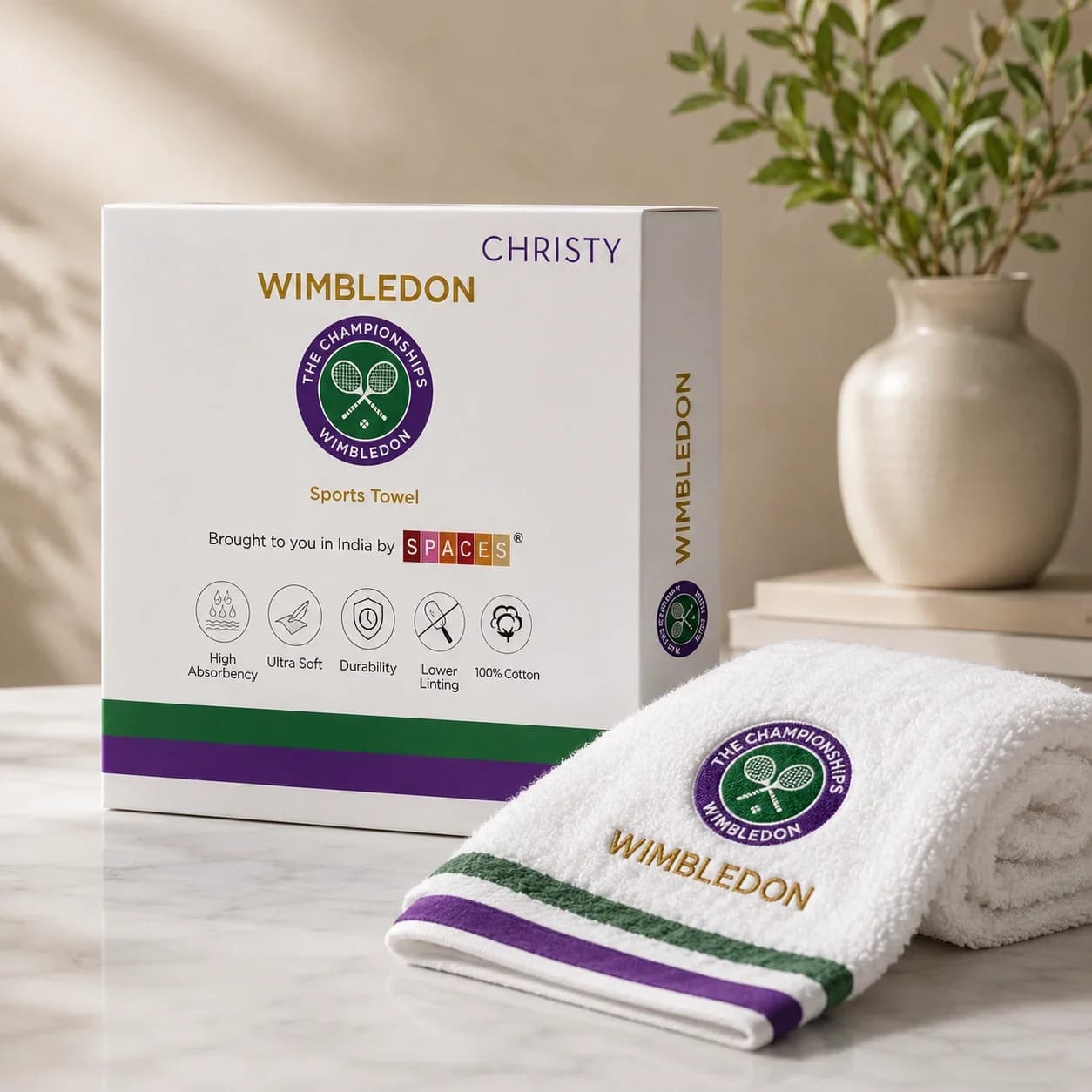 Wimbledon Sports Towel by Christy & Spaces (450 GSM)