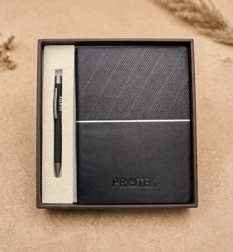 Executive Black Leatherette Notebook & Pen Gift Set