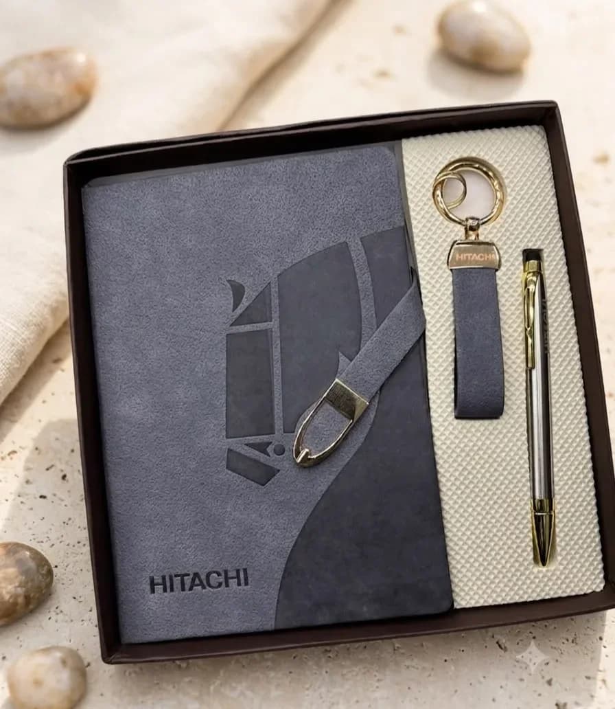 Luxury Charcoal Suede Notebook, Keychain & Pen Kit
